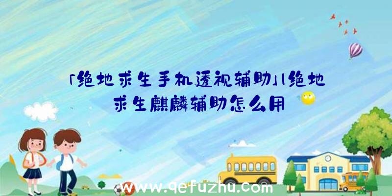 「绝地求生手机透视辅助」|绝地求生麒麟辅助怎么用